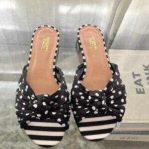 Aquazzura for RACIL slide sandals polka dot